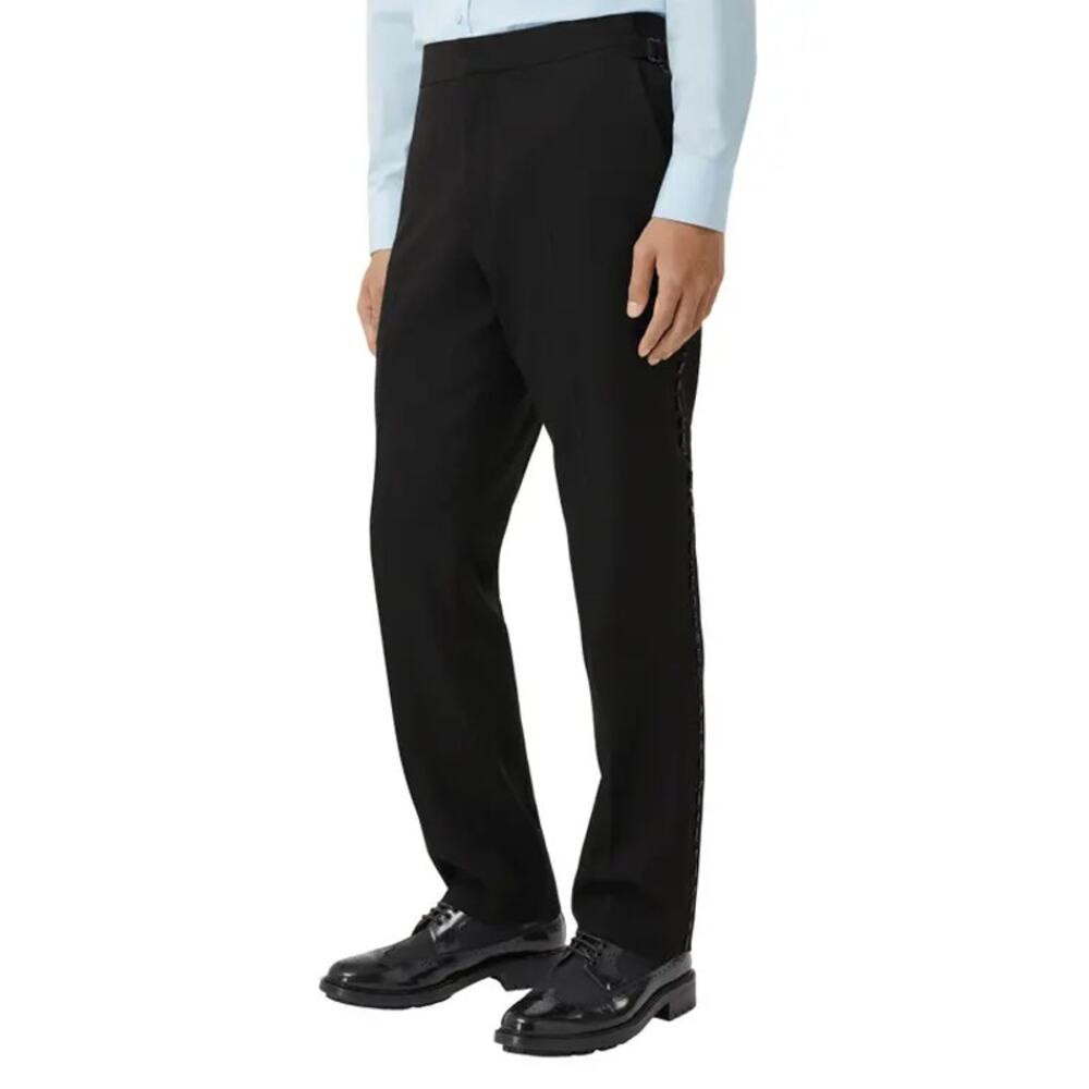 NWT Burberry Turner Crystal Embellished Wool Tuxedo Pants Black Size 54